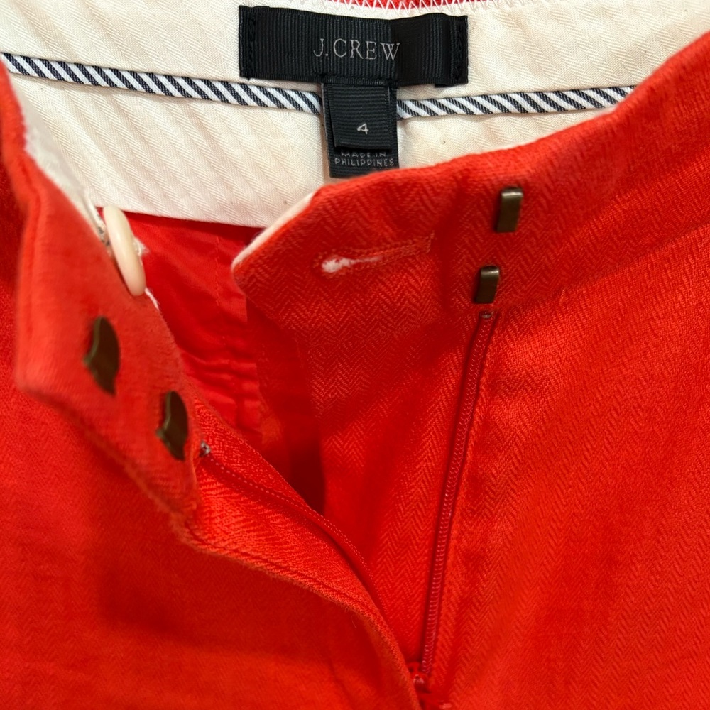 J.Crew 100% Linen Wide Leg Cropped Trousers in Poppy Red. Size 4. - Picture 4 of 6